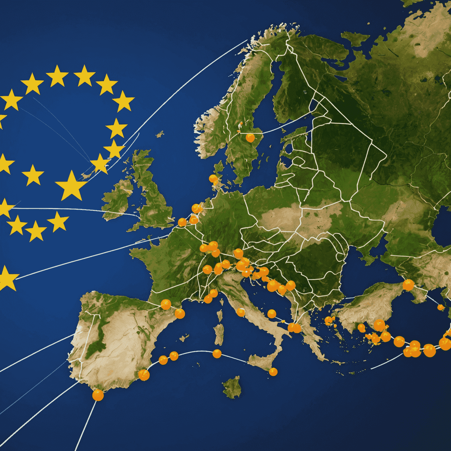 A visual representation of data flowing between the UK and EU with security checkpoints, illustrating the new challenges in cross-border data transfers